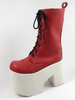 Bottes de lolita Synthétique rouges unicolore avec oeillets métalliques à talons épais Déguisements Halloween