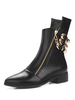 Bottes de moto noires femme bout pointu bottines zippées
