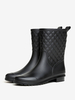 Bottes De Pluie Noires Femmes Bottines À Bout Rond Carreau