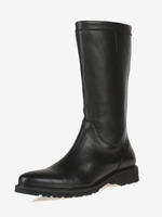 Bottes de travail hommes en cuir de vachette classiques noires à enfiler bottes hautes