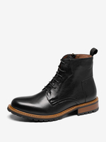 Bottes de travail Martin pour hommes Bottines classiques noires en cuir de vache