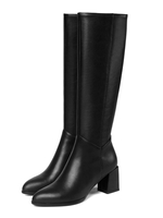 Bottes en cuir à hauteur du genou en cuir de vachette à bout pointu talon Chunky; 2;6 "
