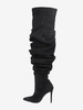 Bottes en daim au-dessus du genou Bottes noires à bout pointu et à talons hauts