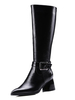 Bottes femme à talons épais en Synthétique unicolore avec boucle
