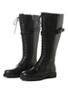 Bottes femme longueur genou bottes de combat en cuir de vachette bottes plates en cuir véritable