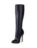 Bottes femme noir en PU talon haut à zip latéral