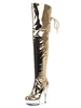 Bottes femme or plateforme transparent talon haut à lacets
