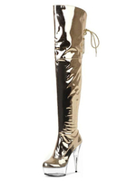 Bottes femme or plateforme transparent talon haut à lacets