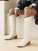 Bottes femme talon bas bout pointu à zip