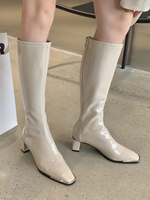 Bottes femme talon carré noir à zip