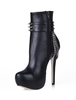 Bottes Femmes 2021 Noires Cheville Talon Haut Plate-Forme Bout Rond à Rivets Bottillons de Détail Chaîne