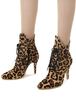 Bottes Femmes 2021 Talon Haut Léopard Bout Pointu à Lacet Bottines