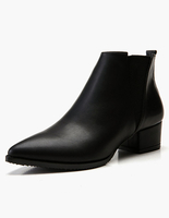 Bottes Femmes Chelsea Noir à Boucle Bout Pointu 2021 Bottillons Talon Carré