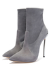 Bottes Femmes Talon Haut 2022 Gris Chaussures Suédé Bout Pointu Talon Aiguille Bouttines Courtes
