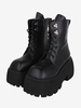 Bottes gothiques Lolita avec œillets noirs bout carré métallique chaussures Lolita en cuir PU