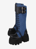 Bottes gothiques Lolita avec œillets noirs bout rond métallique chaussures Lolita en cuir PU