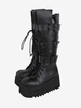 Bottes gothiques Lolita avec œillets noirs bout rond métallique chaussures Lolita en cuir PU