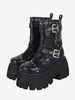 Bottes gothiques Lolita avec œillets noirs bout rond métallique chaussures Lolita en cuir PU