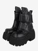 Bottes gothiques Lolita en cuir PU à bout carré à plusieurs niveaux chaussures Lolita noires