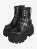 Bottes gothiques Lolita en cuir PU à bout rond chaussures Lolita noires