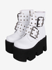 Bottes gothiques Lolita en cuir PU à bout rond chaussures Lolita blanches