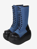 Bottes Gothiques Lolita en Cuir PU Bicolore à Lacets Bout Rond Chaussures Lolita Noires