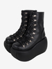 Bottes gothiques Lolita en cuir PU métallisé à bout rond chaussures Lolita noires