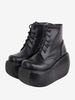 Bottes gothiques Lolita noires à bout rond en cuir PU chaussures à plateforme Lolita bottines