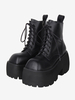 Bottes gothiques Lolita noires à lacets chaussures Lolita en cuir PU à bout carré