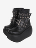 Bottes gothiques Lolita noires en cuir PU à bout rond chaussures Lolita