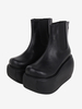 Bottes gothiques Lolita noires en cuir PU à bout rond chaussures Lolita