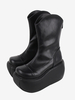 Bottes gothiques Lolita noires en cuir PU à bout rond chaussures Lolita