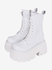 Bottes gothiques épaisses Lolita en cuir PU à bout rond chaussures Lolita blanches
