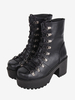 Bottes gothiques épaisses Lolita noires en cuir PU à bout rond chaussures Lolita