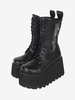 Bottes gothiques épaisses Lolita noires en cuir PU à bout rond chaussures Lolita