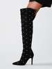 Bottes Haute Femmes Rivets Cuissardes En Micro-Daim Bottes À Talon Aiguille