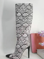 Bottes Hautes À Motif Serpent Femmes Bottes À Bout Pointu À Talons Aiguilles
