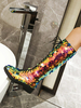 Bottes hautes à paillettes et à lacets bout rond plates pour femmes