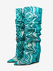 Bottes hautes à talons compensés et rabattables pour femmes