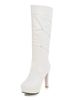 Bottes hautes blanches à hauteur du genou Bottes à talons hauts en amande pour femmes