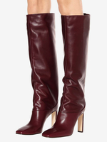 Bottes Hautes Femme À Talons Hauts En Cuir Synthétique Avec Bout Rond Unicolore