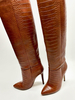 Bottes hautes marron à motif pierre bottes à talons hauts et bout pointu pour femmes