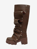 Bottes hautes marron pour femmes bottes à plateforme et talon épais longueur genou