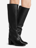 Bottes hautes noires à bout pointu talon bloc chaussures