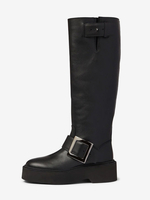 Bottes hautes noires à plateforme et boucle pour femme