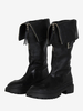 Bottes Hautes Noires Au Genou Chaussures Femmes Bottines Plates Boucle