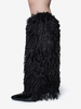 Bottes hautes noires en fausses plumes pour femmes bottes à talons hauts et bout pointu