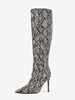 Bottes hautes pour femmes motif serpent bout pointu bottes à talons hauts
