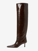 Bottes hautes souples marron à bout pointu et à talons mi-hauts