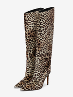 Bottes hauteur genou à talon aiguille en micro-suède pour femmes